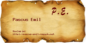 Pascus Emil névjegykártya